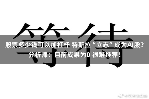 股票多少钱可以加杠杆 特斯拉“立志”成为AI股？分析师：目前成果为0 很难推荐！