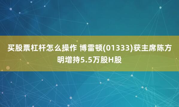买股票杠杆怎么操作 博雷顿(01333)获主席陈方明增持5.5万股H股