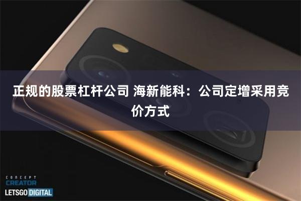 正规的股票杠杆公司 海新能科：公司定增采用竞价方式