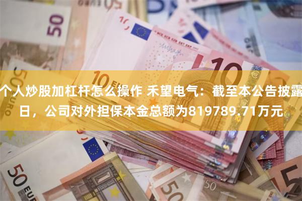 个人炒股加杠杆怎么操作 禾望电气：截至本公告披露日，公司对外担保本金总额为819789.71万元