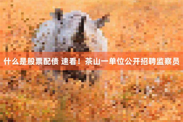 什么是股票配债 速看！茶山一单位公开招聘监察员