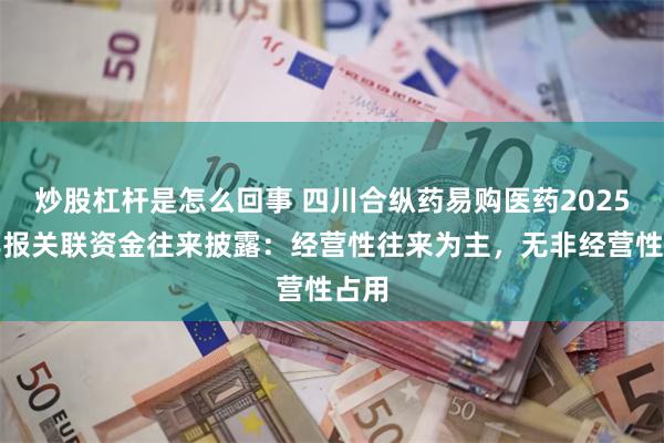 炒股杠杆是怎么回事 四川合纵药易购医药2025半年报关联资金往来披露：经营性往来为主，无非经营性占用