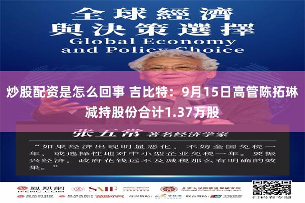 炒股配资是怎么回事 吉比特：9月15日高管陈拓琳减持股份合计1.37万股