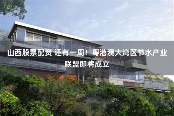 山西股票配资 还有一周！粤港澳大湾区节水产业联盟即将成立